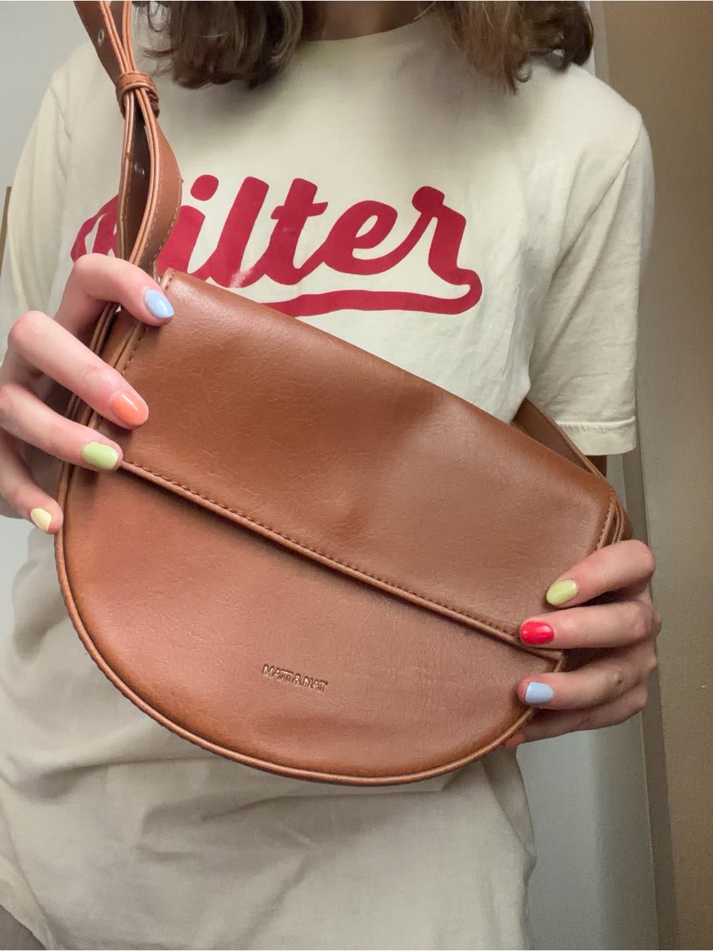 Matt & Nat Leather Saddle Crossbody Bag in Brown